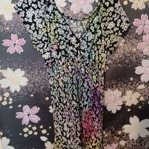 TyeDye Black & White Floral Dress